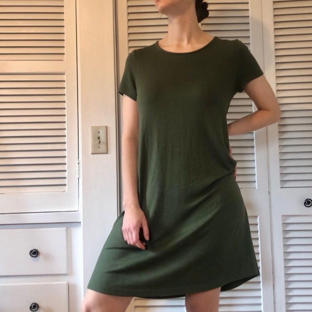 GAP Softspun Short Sleeve T-Shirt Dress, Green